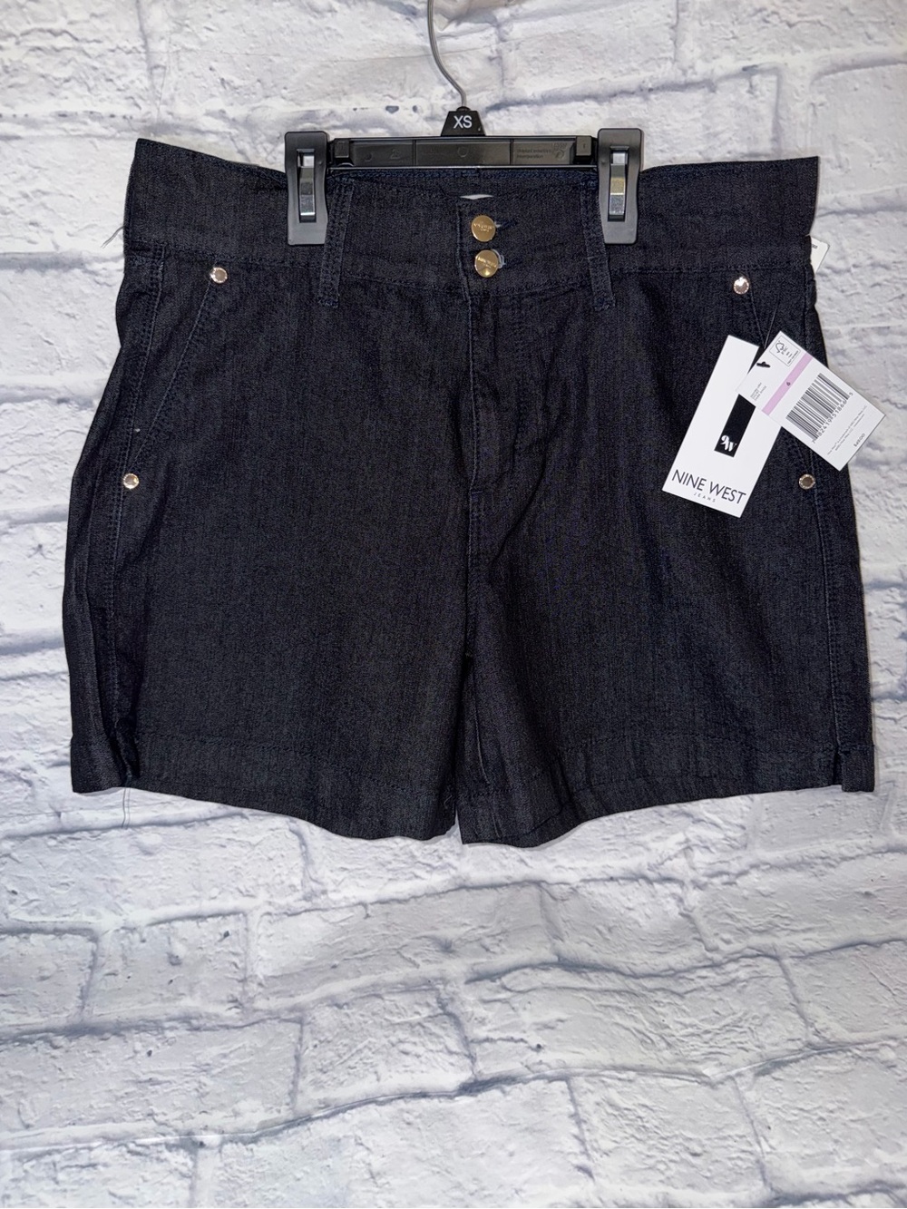 Nine West Black Denim Mid-Rise Shorts